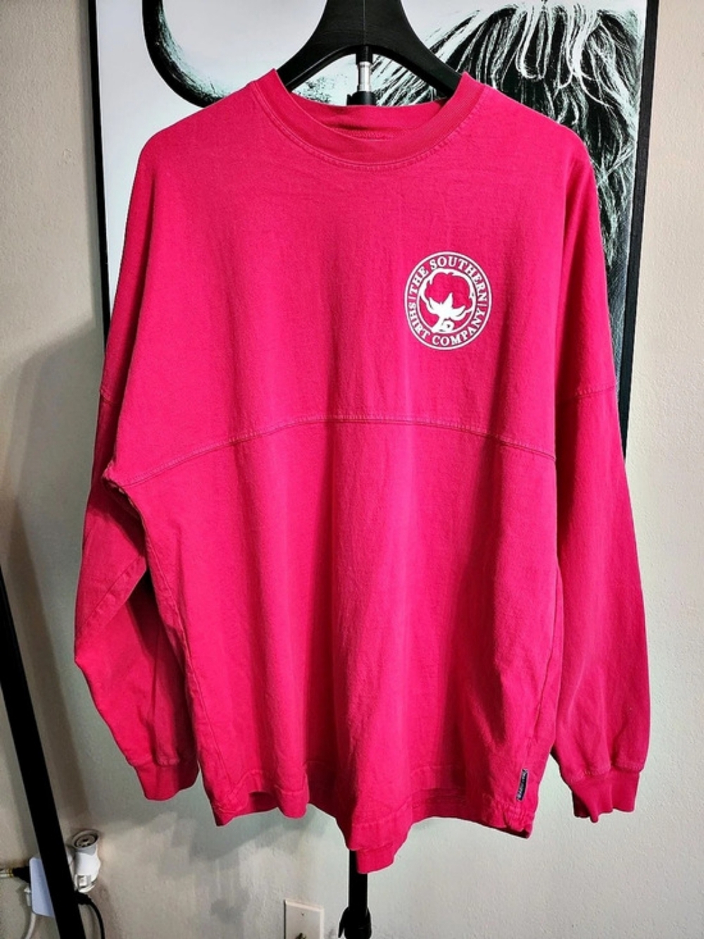 Southern Shirt Co. Long Sleeve Heavyweight Cotton Tee in Pink Size Medium